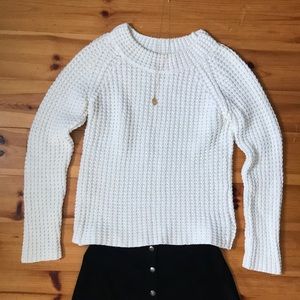 Joe Fresh White Waffle Knit Cotton Sweater (Size XS)